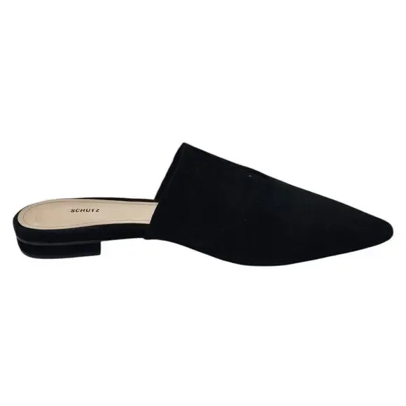 Schutz Anthropologie Black Suede Leather Kirsten Pointed Toe Mule Slides - Picture 5 of 9